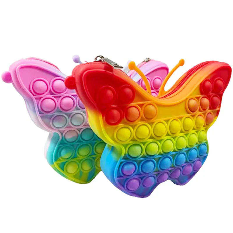 

Popularity Mini Lovely Rainbow Bag Decompression Pencil Case Children Student Bag Fidget Toys Push Bubble Toy Pop Its Best Gifts