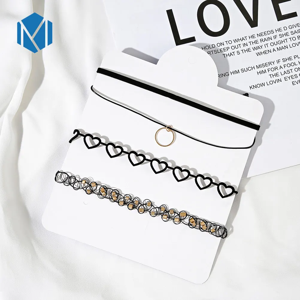 Девочек шерстяной 3/4/5 шт./компл. Ключичное цепи черный Винтаж Цепочки и ожерелья