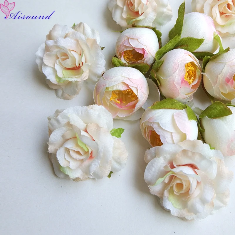 14pcs Artificial Silk Rose Flowers Heads Fake Camellia As DIY Craft Supplies Of Wreath Wedding Decoration flores