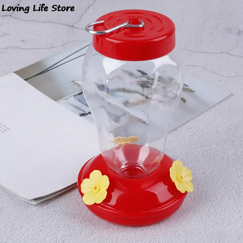 

New Plastics Bird Water Feeder Bottle Garden Decor Outdoor Hanging Hummingbird Feeder Plastic Flower Iron Hook Pet Bird Supplies
