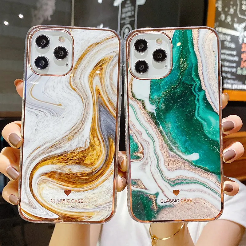 

Glitter Gradient Marble Texture Phone Case For iPhone 11 12 11Pro Max XR XS Max X 7 8 Plus 11Pro 12 Shockproof Bumper Back Cover