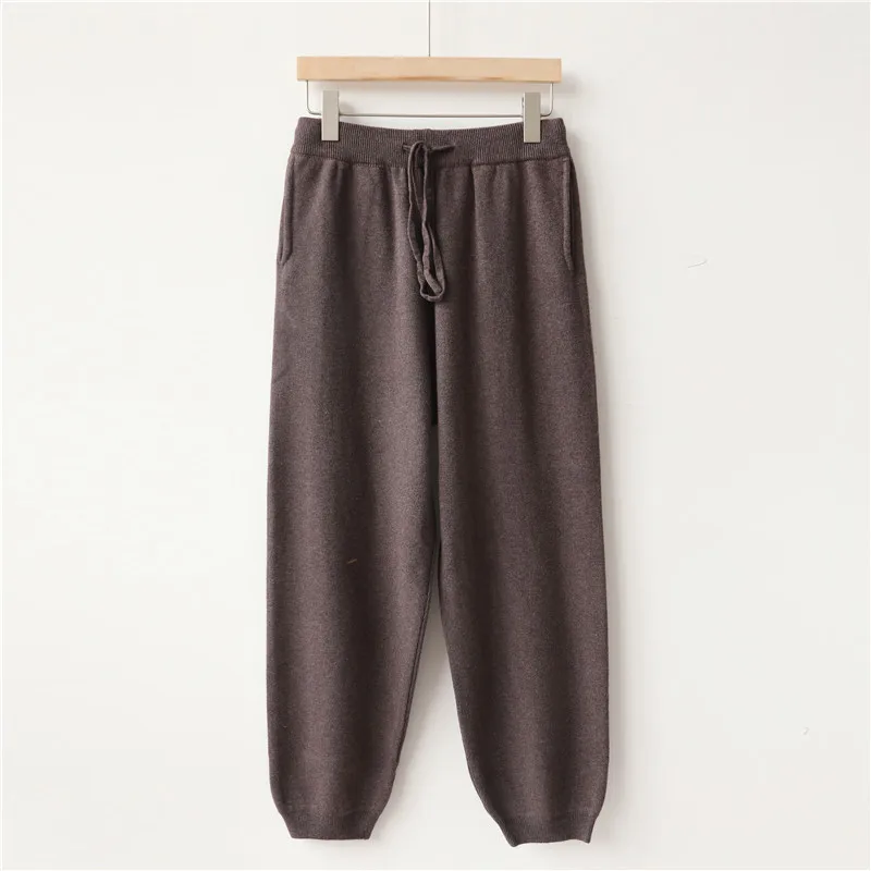 

Women Elastic Waist Drawstring Trousers Thick Knitted Harem Pants Autumn Winter Sport swear Women'S Pants New Bottoms