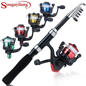Sougayilang Спиннинг рыболовная комбо 1,6 м 7 секций спиннинговое удилище и 3BB 5,2: 1 высокая Скорость Спиннинг рыболовная Катушка комплект Pesca - изображение