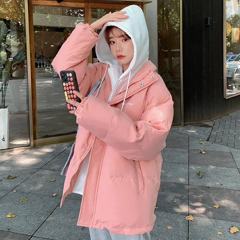 2022 Mock Two-Piece Hooded Women's Winter Coat Casual Thick Warm Padded Parkas Down Jackets Female Ladies Outerwear Solid Coats