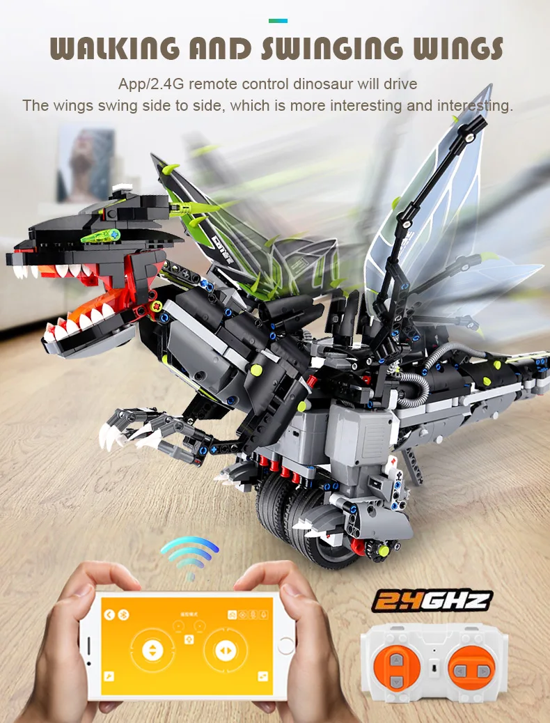 Eva RC Car The MOC Ninjagoes Динозавр Дракон рыцарь Roadster power функция дистанционного управления Робот строительные блоки Кирпич детская игрушка