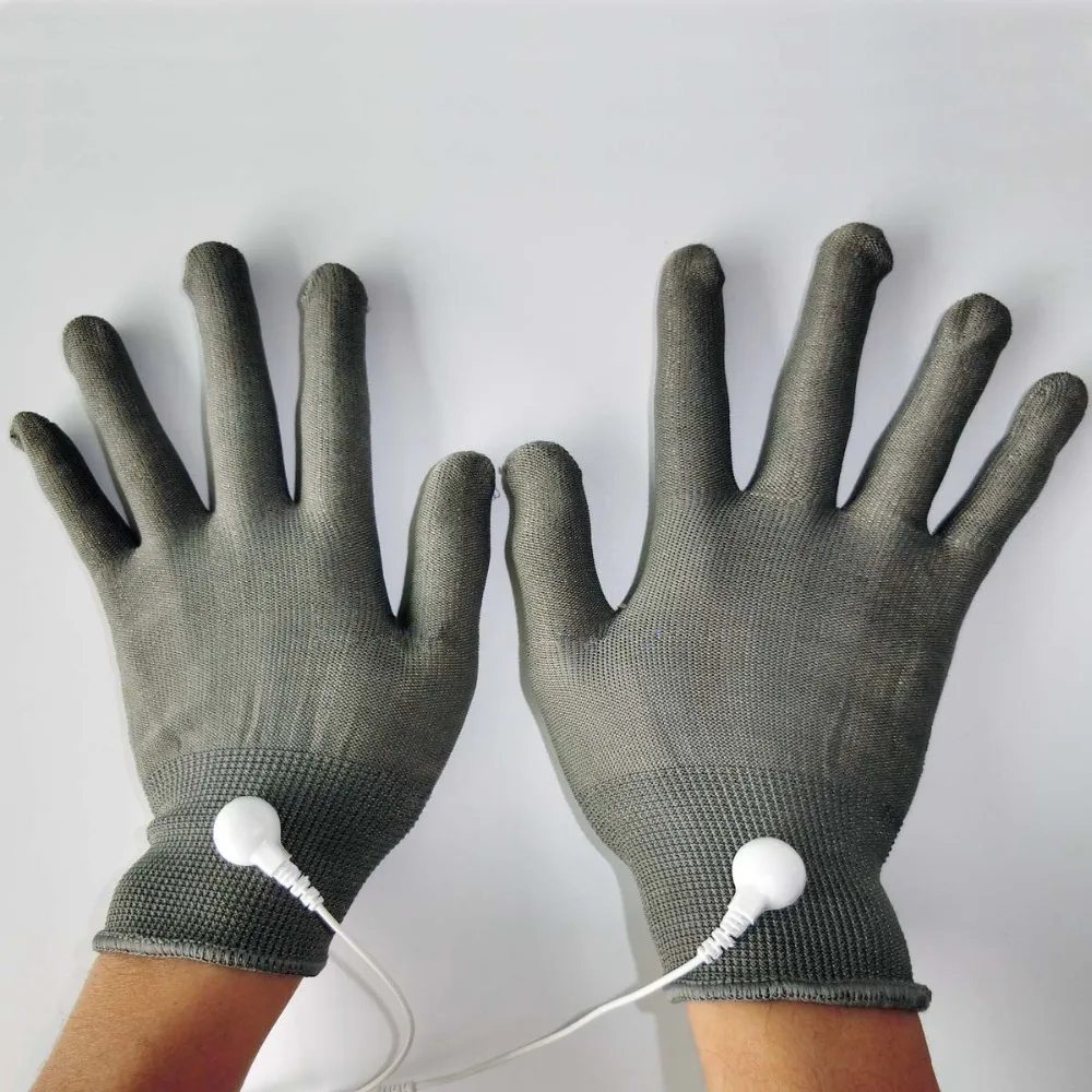 1 пара прочный Проводящий перчатки массажа физиотерапии Электротерапия