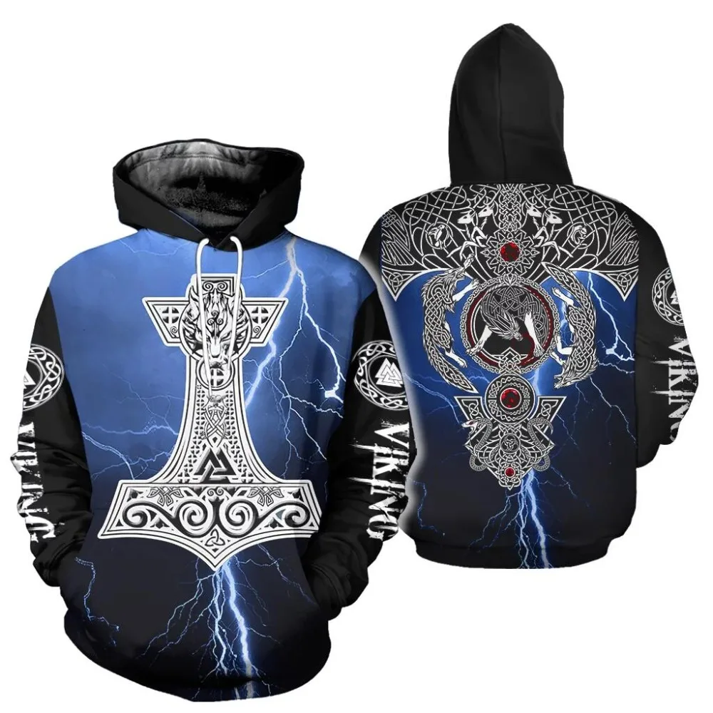 PLstar Cosmos 2019 New Fashion Men hoodies 3D All Over Printed Viking Tattoo Odin Hoodiest/sweatshirt Arm streetwear-6 | Мужская одежда