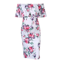 maternity dresses summer ruffle floral dress off shoulder pregnancy dress bodycon knee womans gown elegant womans clothing