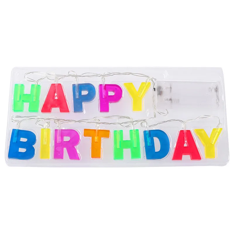 Светодиодный светильник на батарейках с надписью Happy Birthday декор для дня рождения