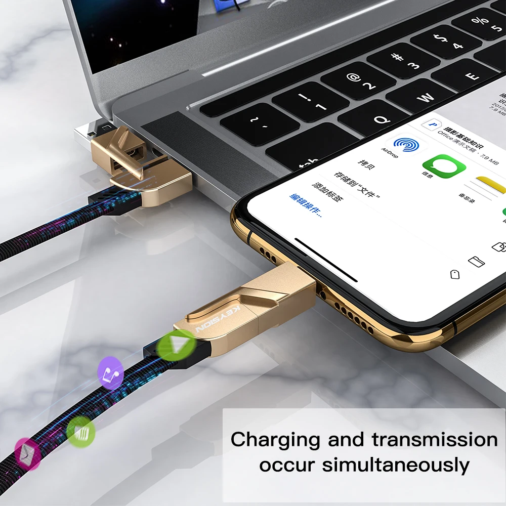 KEYSION 4 в 1 кабель для быстрой зарядки USB type C металлический синхронизации данных PD