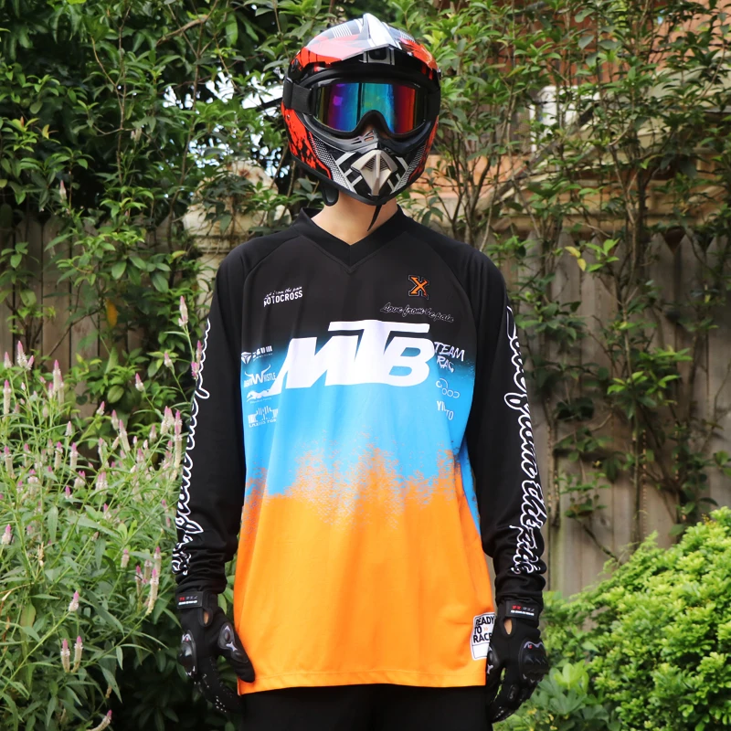 

MTB Motocross rappelling ，cycling jerseys riding, mountain bike motorcycle RPET long jers