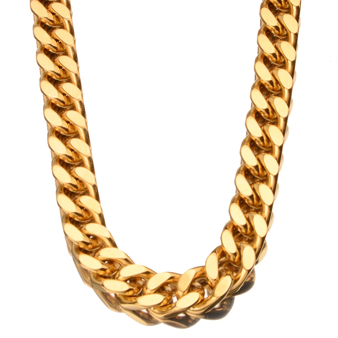 11 мм мужское ожерелье или браслет из нержавеющей стали золотого цвета цепочка с