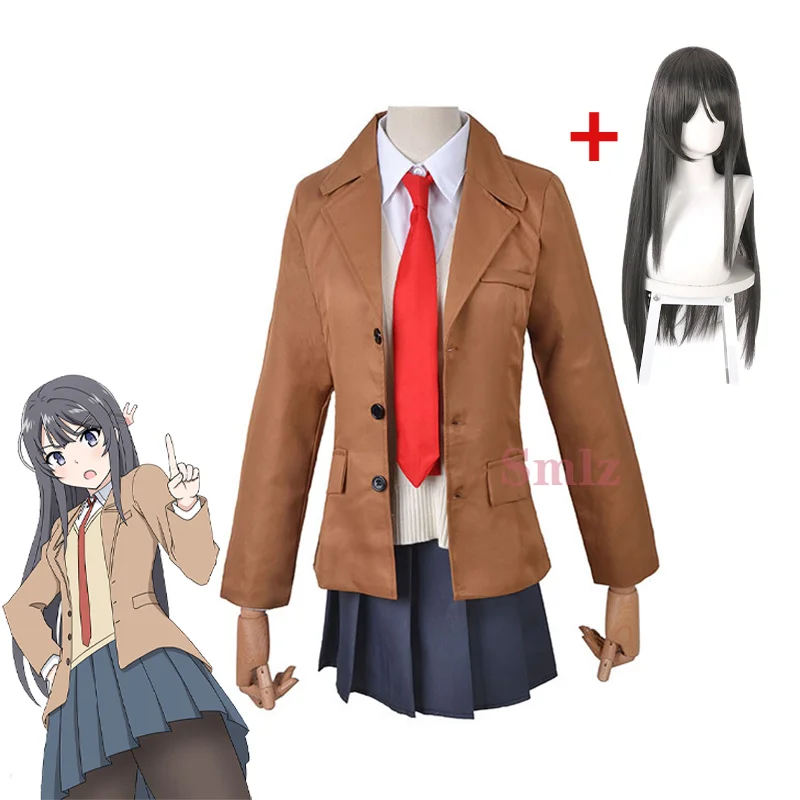 Женский костюм для косплея сакуражима МАИ парик серия Seishun Buta Yarou школьная форма