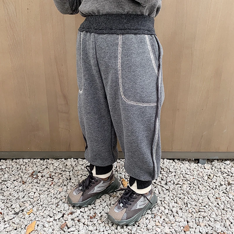 Детские штаны 2019 новые зимние однотонные повседневные с большими карманами