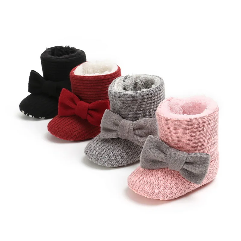 Хлопковые теплые зимние меховые плюшевые пинетки для малышей нескользящая обувь