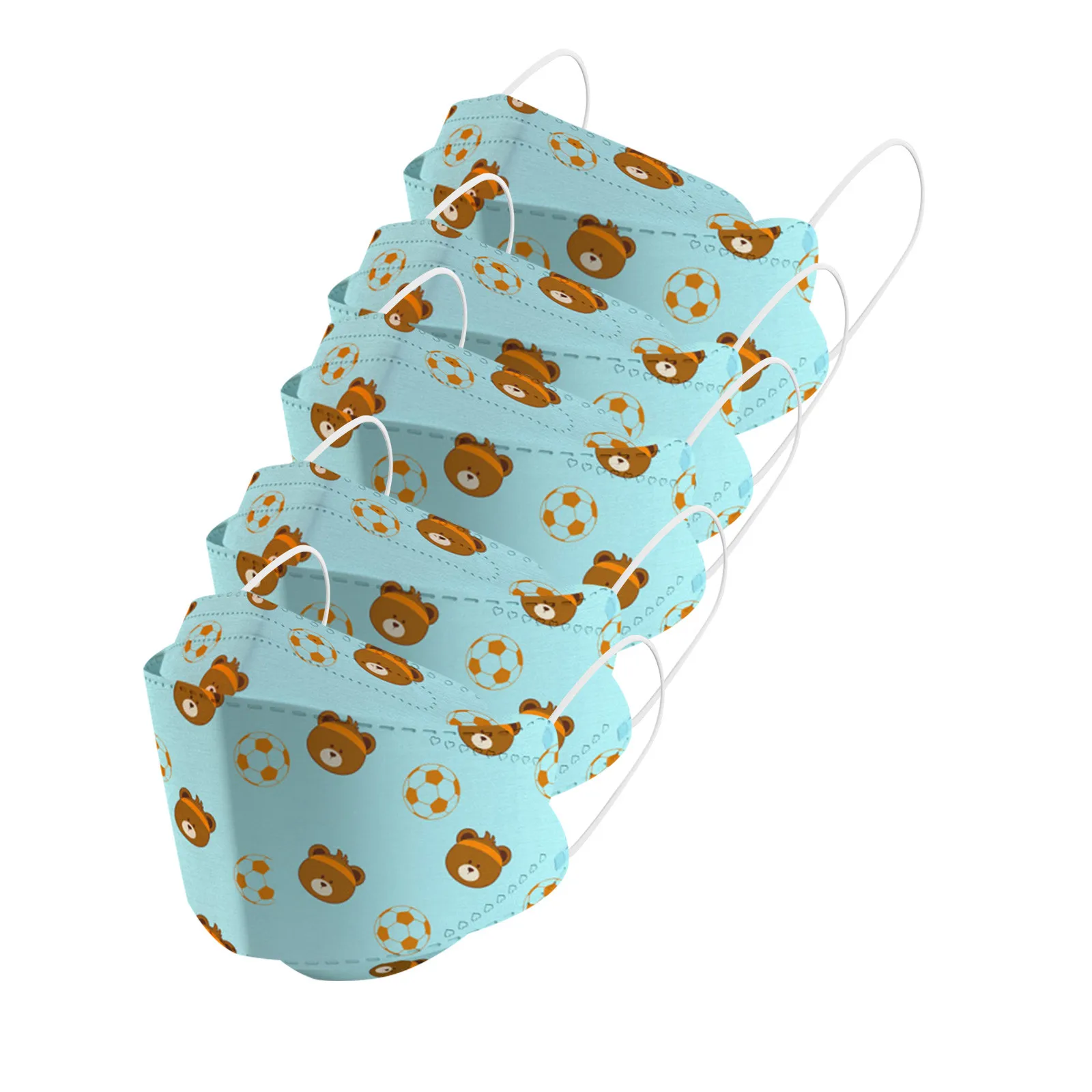 

5PC Children's Mask Animal Bear Printing Face Mask Outdoor 3ply Ear Loop Mask Fish Non Woven Mascarilla Mscara