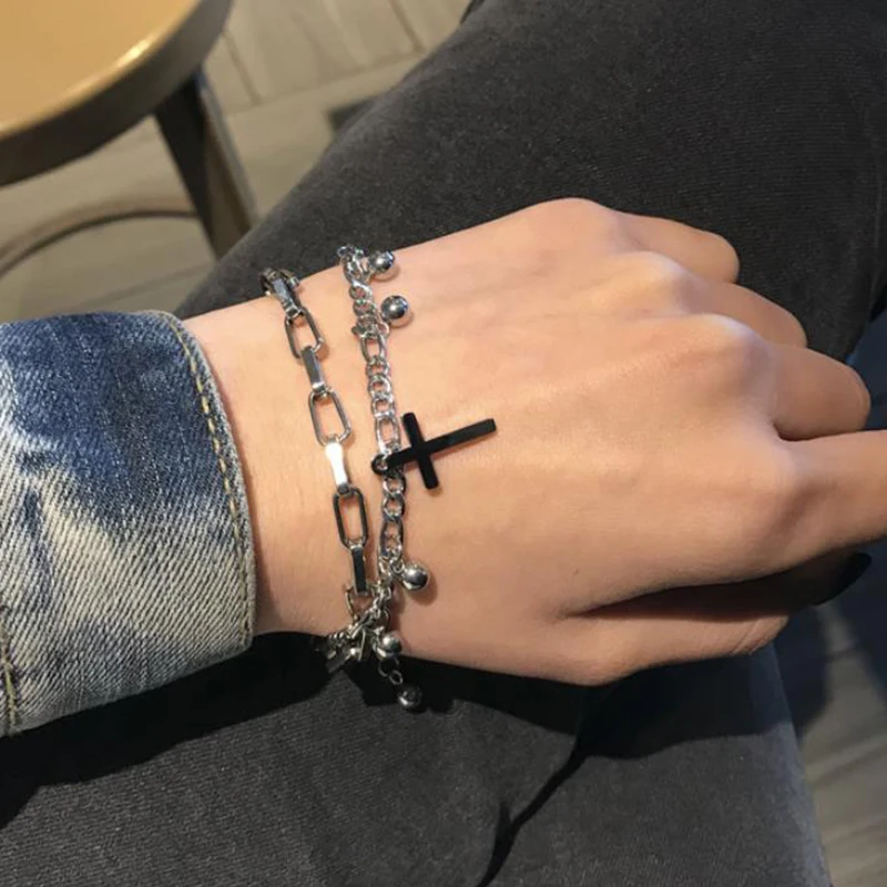 Хип хоп панк многослойный браслет цепочка на запястье Подарочные ювелирные