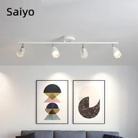 saiyo led gu10 track light mr16 bulb modern ceiling lamp adjustable angle white black rails fixture lighting 110v 220v for home