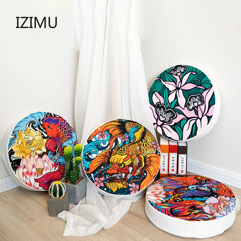 

IZIMU Chinese Style INS National Tide Round Cushion Thickened Sponge Balcony Cushion Domestic Teahouse Tatami Futon Cushion