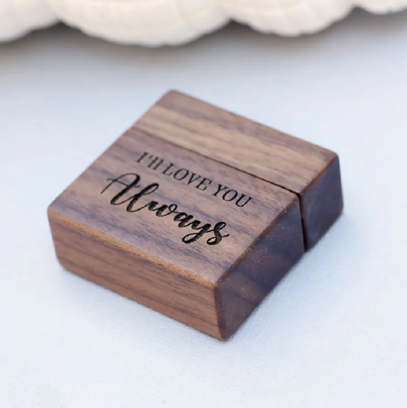 Персонализированная Коробка для обручального кольца ореховая коробка