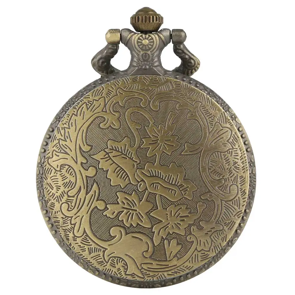 Bronze Poker Card Quartz Pocket Watch Full Hunter Watches Necklace Fob Chain Pendant Clock Hours Gifts For Men Women | Наручные часы