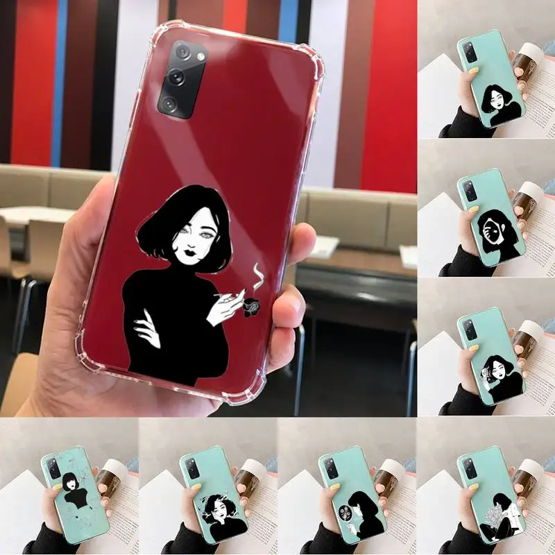 

Comic style art black personality Phone Case Transparent For Samsung S 10 9 20 11 7 8 21 6 P Edge PLUS ULTRA 4G 5G