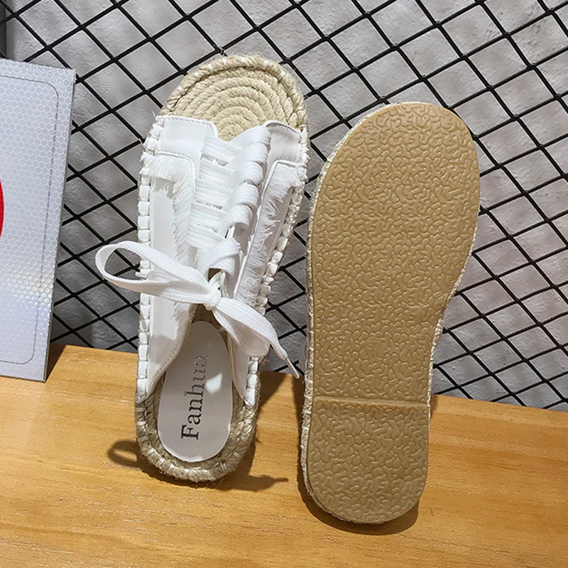 Женские сандалии с перекрестной шнуровкой модная обувь на плоской подошве со