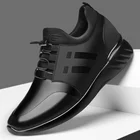 Кроссовки мужские сетчатые для бега, Повседневная Удобная обувь, увеличивающая рост, водонепроницаемые, черные, большие размеры