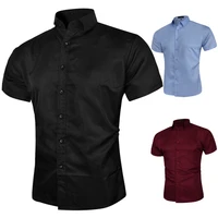 brand spring summer new arrival high quality slim soft business casual short sleeve shirt men pure color clothes