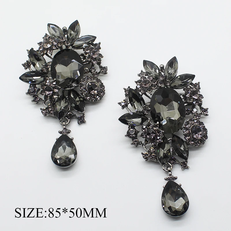 1 шт./лот 85*50 мм стеклянные стразы хвостовик пуговицы цинковый сплав подвеска