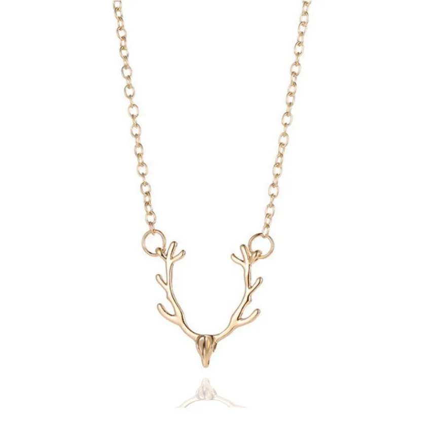

New Christmas fawn horn deer head elk necklace fashion exquisite jewelry gift gold plated anti allergy