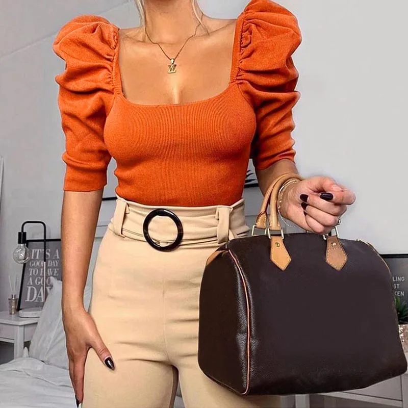 

2021 Autumn Casual Women Pullover T-shirts Long Sleeve Crop Top Winter Fashion Solid Short Tees Streetwear Party Female