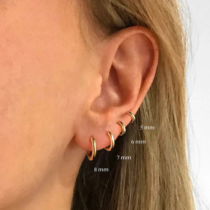 

CANNER 5mm-9mm Simple Classic Earrings For Women 925 Sterling Silver Piercing Earrings Hoops Pendientes Plata Jewelry 2021 Trend