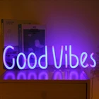 Неоновые вывески Good Vibes, светильник для декора, лампа для спальни, пива, бара, паба, отеля, вечеринки, игровой комнаты, настенное искусство, сказочное Рождественское украшение