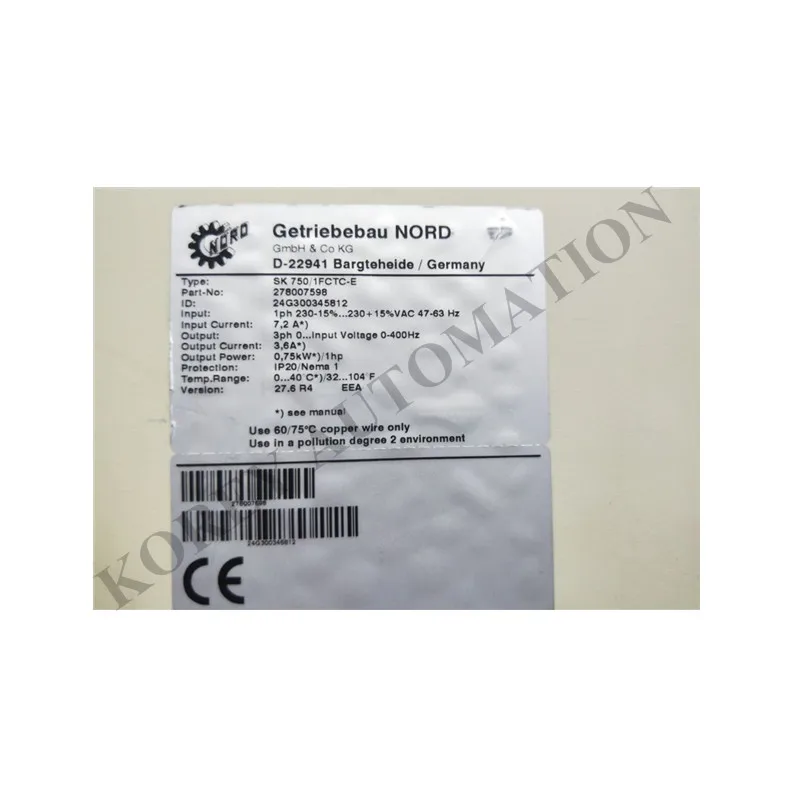 

In Stock NORD Inverter SK 750/1FCTC-E