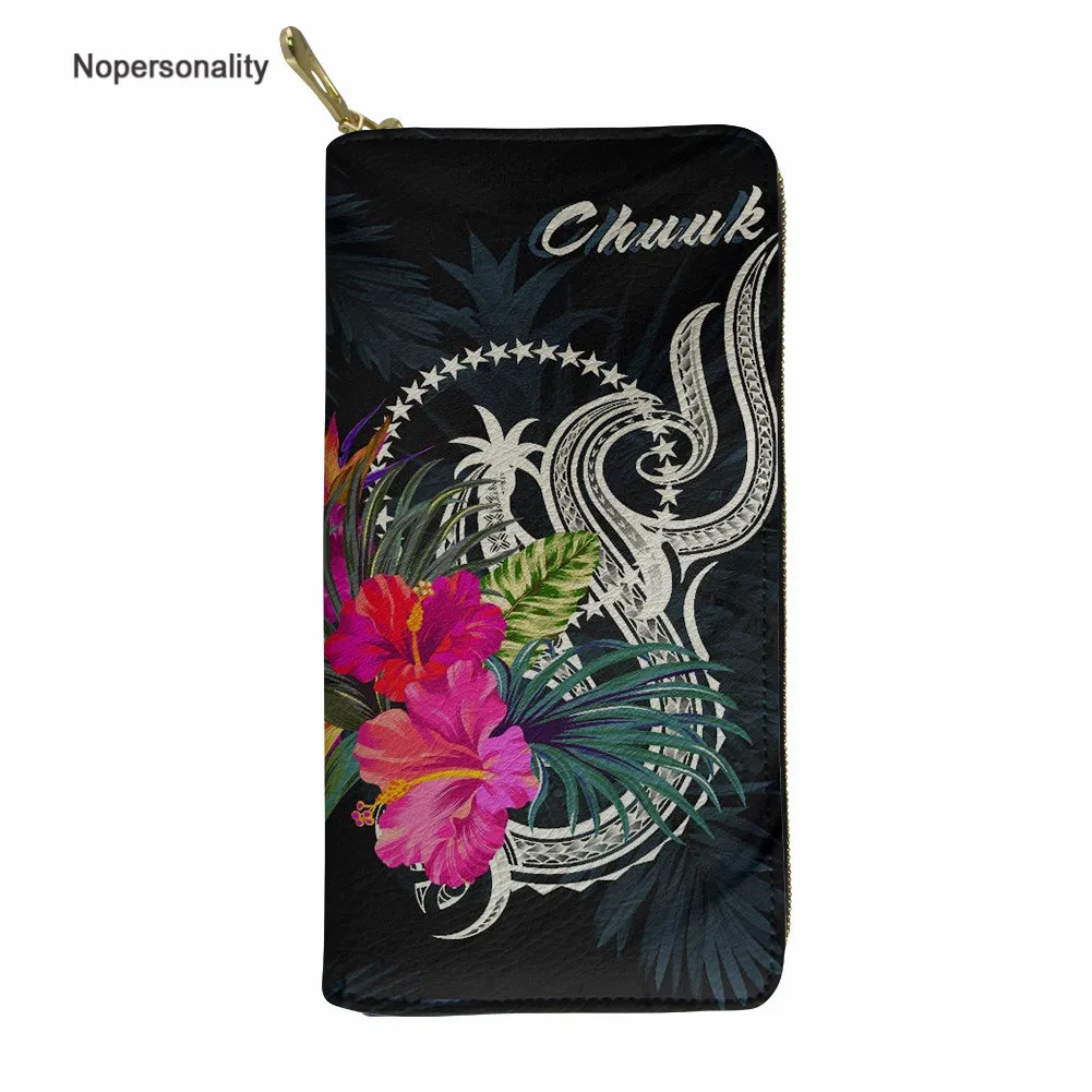

Nopersonality PU Women Wallets Chuuk Micronesia Tropical Flower Printed Coin Money Bag Zipper Gothic Purse Cartera Mujer