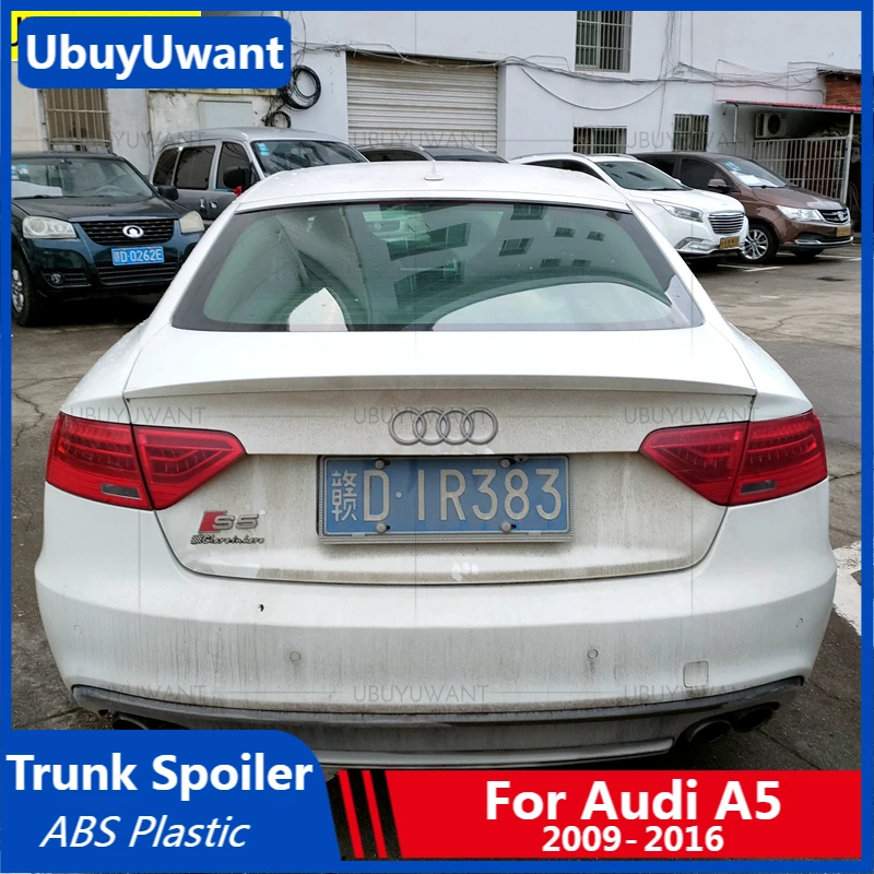 

Use For AUDI A5 Sedan 4-door 2009-2015 Year Spoiler S5 ABS Plastic Carbon Fiber Look Rear Trunk Wing Car Body Kit Accessories