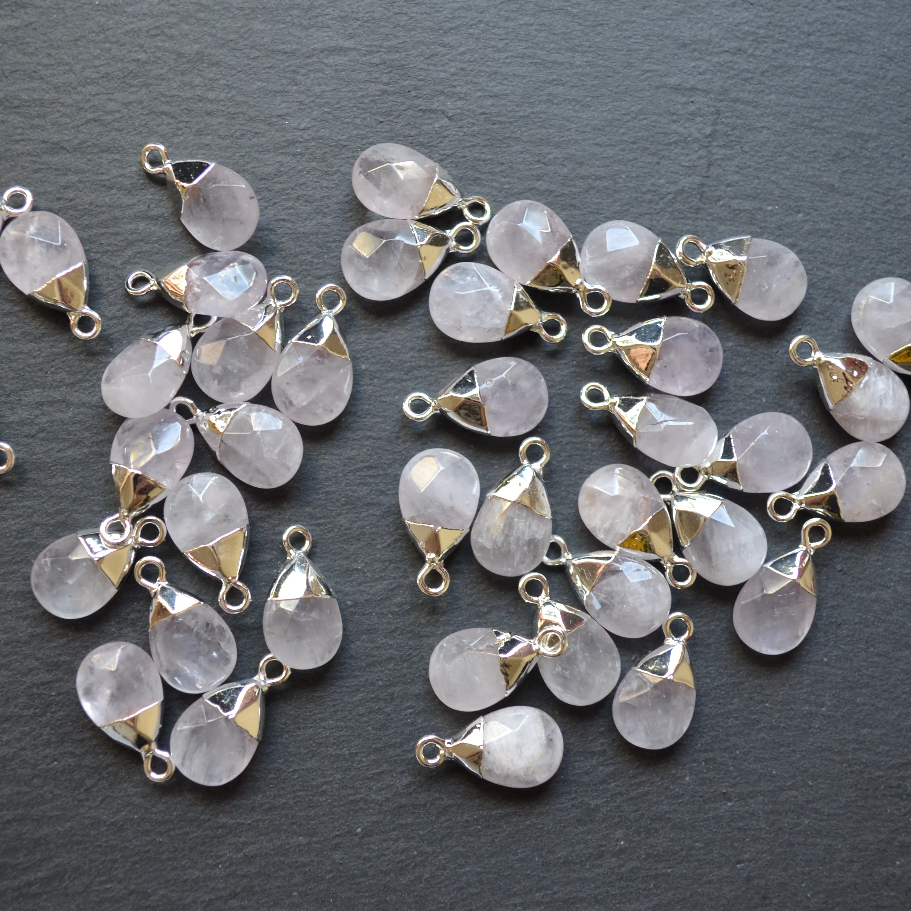 Аметисты wtaer подвески в форме капли с серебристым гальваническим покрытием, фиолетовый crystral кварцевые амулеты