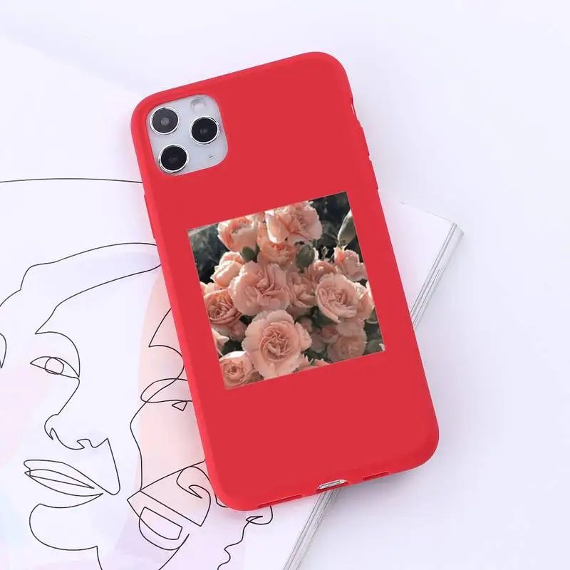 

Art flowers Beautiful fashion Phone Case Red Candy Color for iPhone 6 7 8 11 12 s mini pro X XS XR MAX Plus