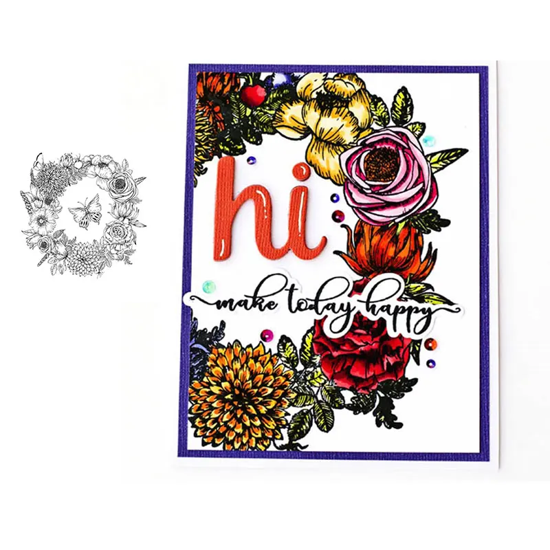 

New Butterfly Wreath Pattern Flowers Background Decoration Metal Cutting Stencil DIY Scrapbooking Craft Embossing Spring Series