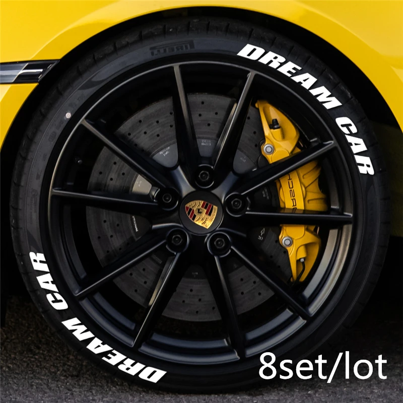8dream car Автомобильные наклейки с буквами, наклейки с буквами на шины, наклейки для автомобиля, мотоцикла, тюнинг, наклейки, сделай сам, на заказ, наклейки на колеса, высота 2,7 см, резиновые наклейки - Название цвета: 8dream car