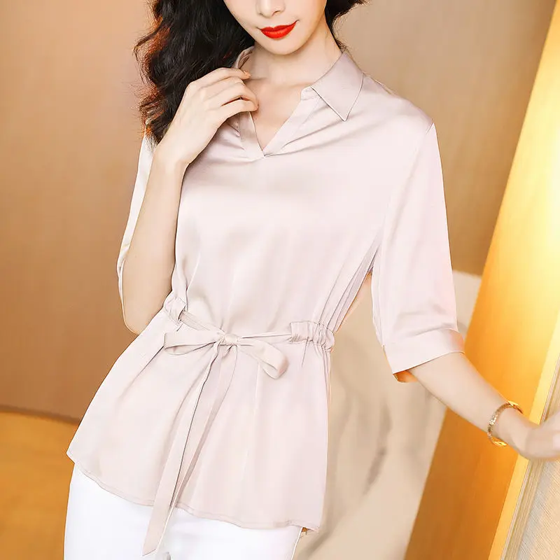 Новые женские весенне-осенние блузки модные однотонные Женские топы с длинным