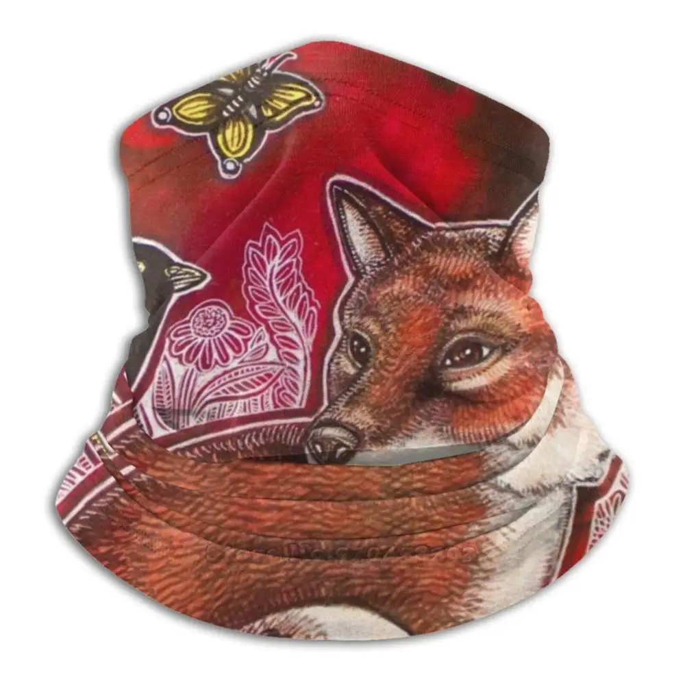 Повязка на шею из микрофибры Fox Song шарф маска для лица лиса черные птицы животные