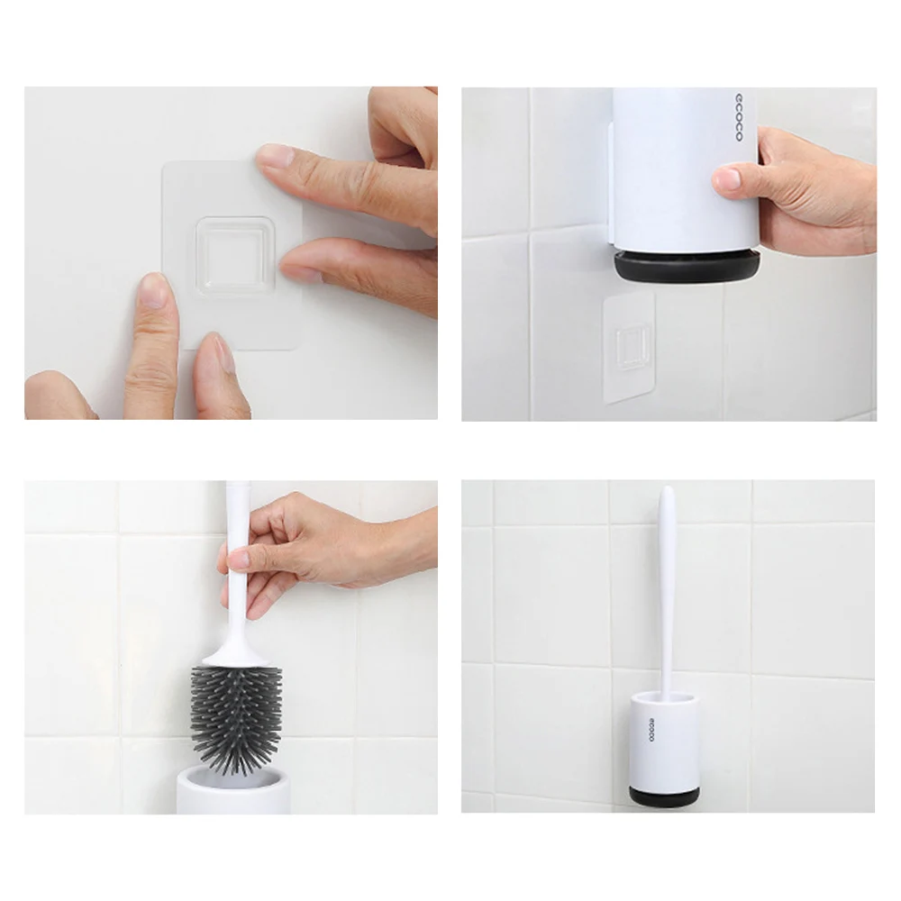 

Wall Mounted Toilet Bowl Brush Soft Bristles TPR Silicone Brush Floor Standing with Holder Handle Bathroom Cleaning Set