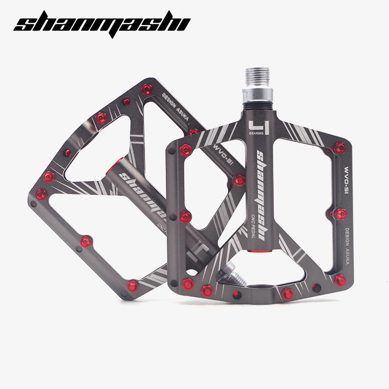 

shanmashi Aluminium Alloy bicycle pedal XC DH vtt mtb mountain bike Flat pedals ultralight cycling 8 Bearings non-slip bmx parts