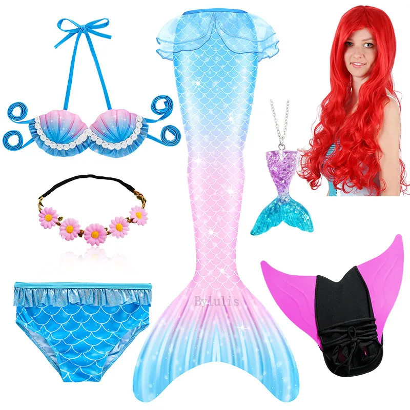 Детский Костюм Русалки с париком для девочек косплей-костюм хвостом и