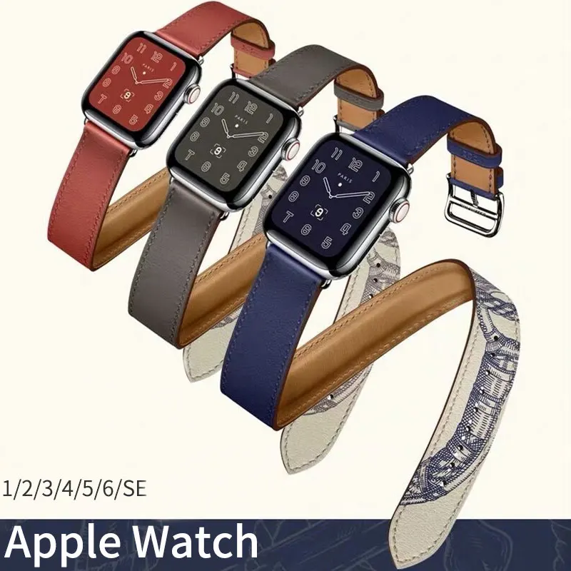 

Strap for apple watch Band 44mm 40mm 38mm 42mm Luxury brand Genuine leather watchband belt bracelet iwatch band 3 4 5 SE 6 Strap