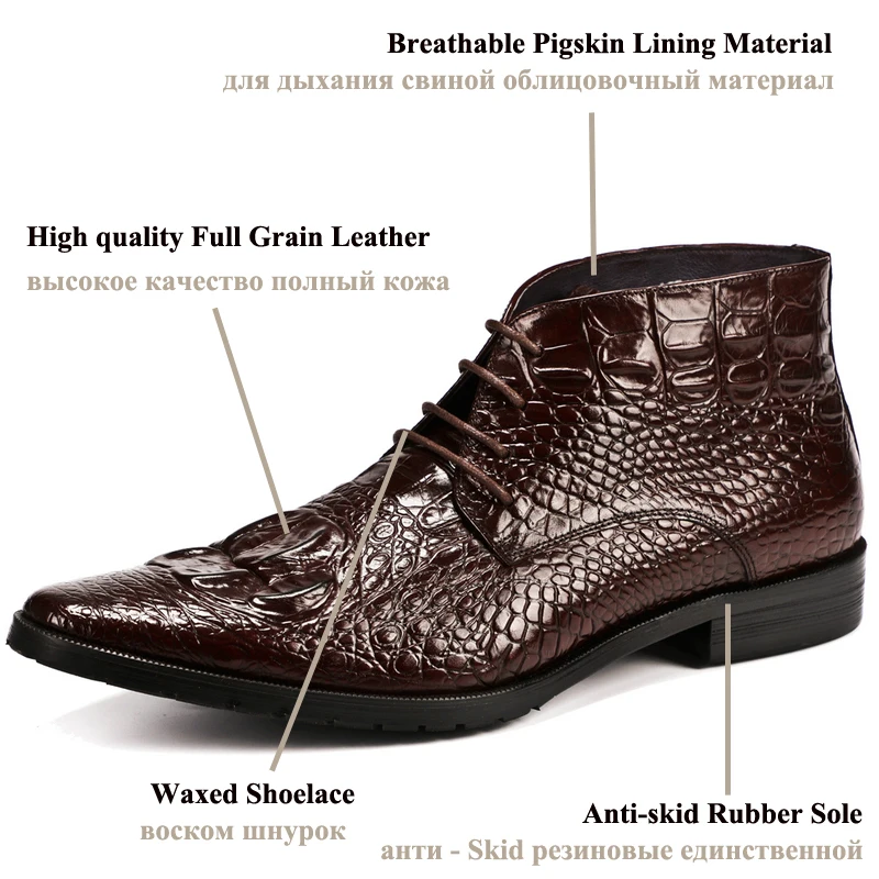 Мужские мотоциклетные ботинки Черные Зимние ботильоны из натуральной