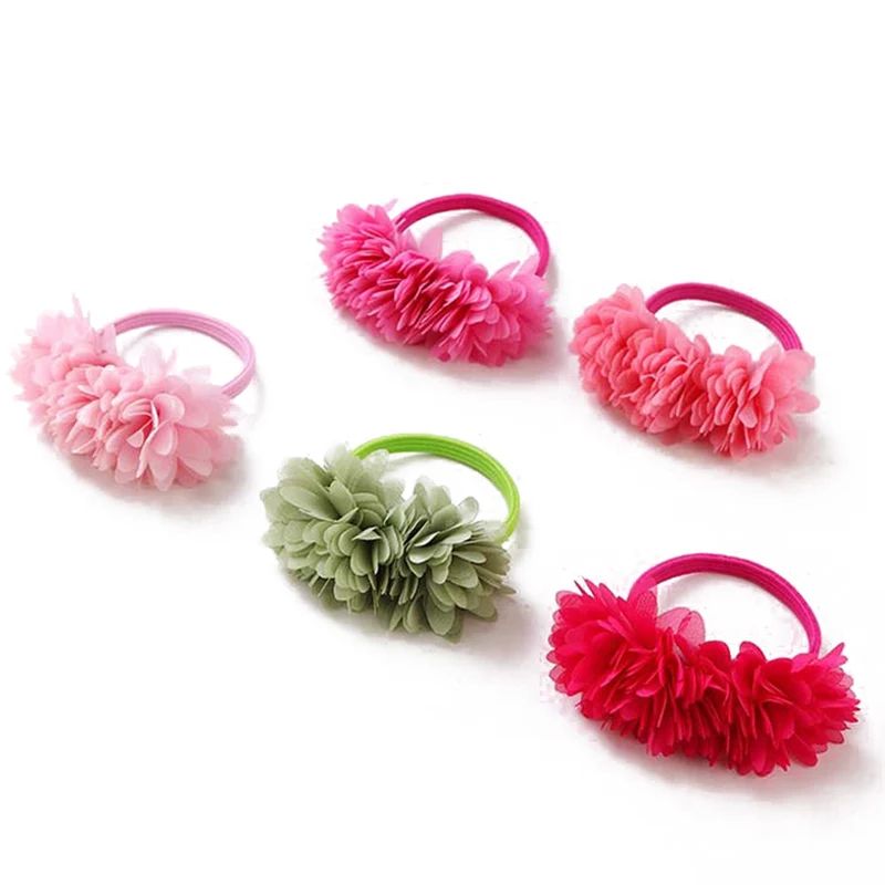 Многослойный эластичный с цветочным принтом резинки для волос девочек резинка
