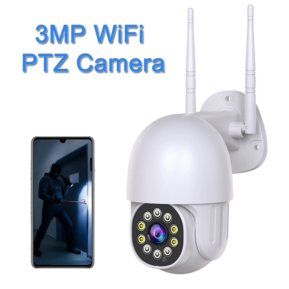 

Intelligent AI Surveillance IP Wifi PTZ Camera Pan Tilt Zoom 3MP Audio Detect Security Wireless Speed Dome Camera SD Card Cloud